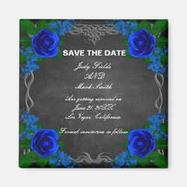Imán Boda del Royal Blue Rosa Chalk Board Save The Date