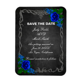 Imán Boda del Royal Blue Rosa Chalk Board Save The Date