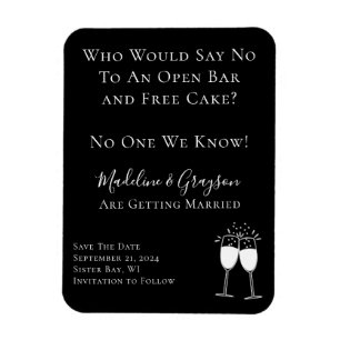 Imán Boda Divertida Bar Abierto Tarta Gratis Salva La F