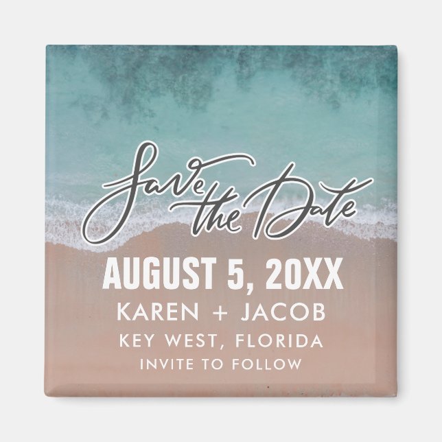 Imán Boda en Destino de Playa Guardar la Fecha (Frente)