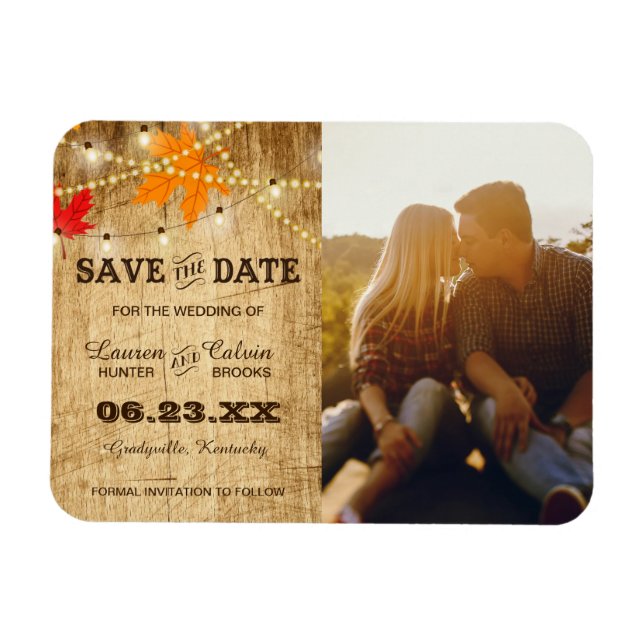 Imán Boda en el país otoño salva la fecha con foto (Horizontal)