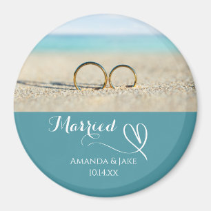 Imán Boda en la playa de destino personalizado