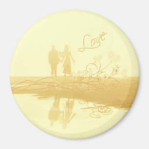 Imán Boda en la playa del corazón amarillo