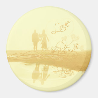 Imán Boda en la playa del corazón amarillo