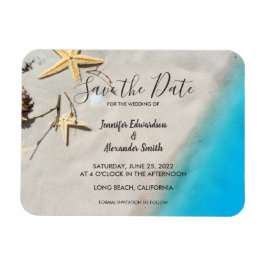 Imán Boda en la playa del océano tropical Save the Date