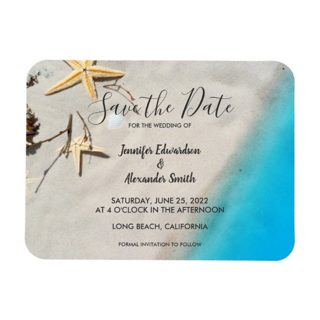 Imán Boda en la playa del océano tropical Save the Date (Horizontal)
