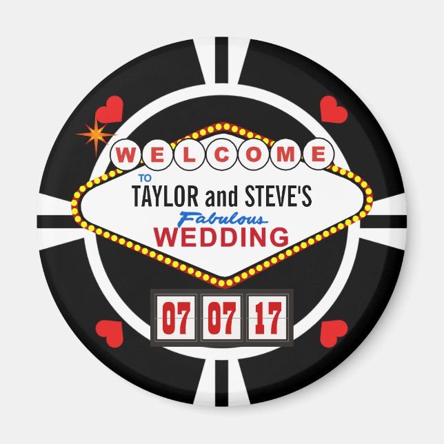 Imán Boda en Vegas Casino Favor Poker Chip (Frente)
