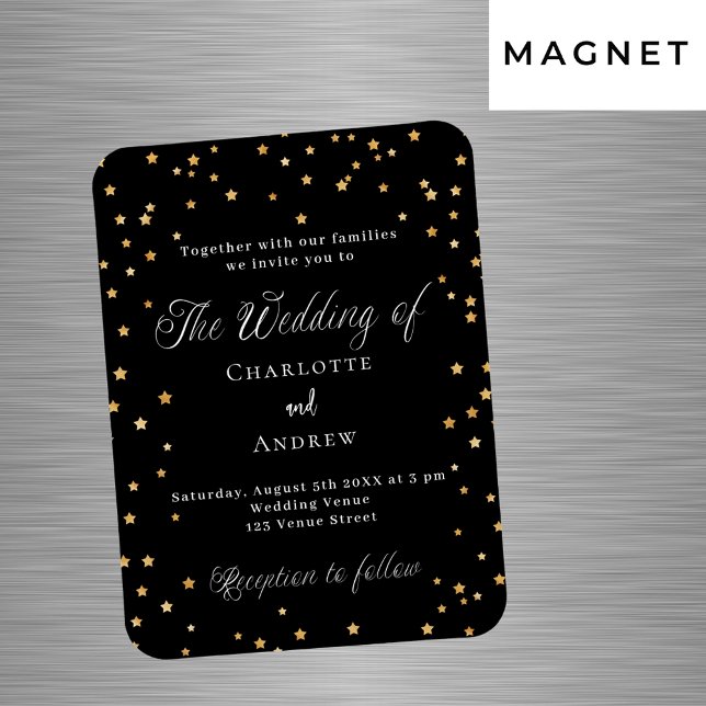 Imán Boda estrellas negras oro elegante escritura lujo (Subido por el creador)