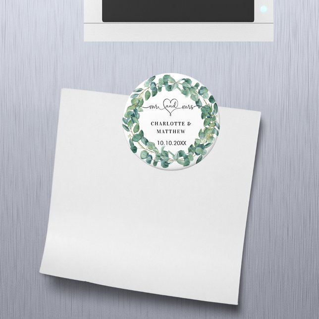 Imán Boda eucalyptus wreath mr mrs guardar la fecha (Subido por el creador)