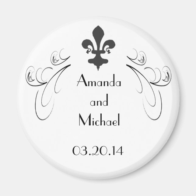 Imán Boda Fleur de Lis decorativo personalizado (Frente)