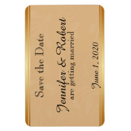 Imán Boda floral de bronce moderna salva la fecha