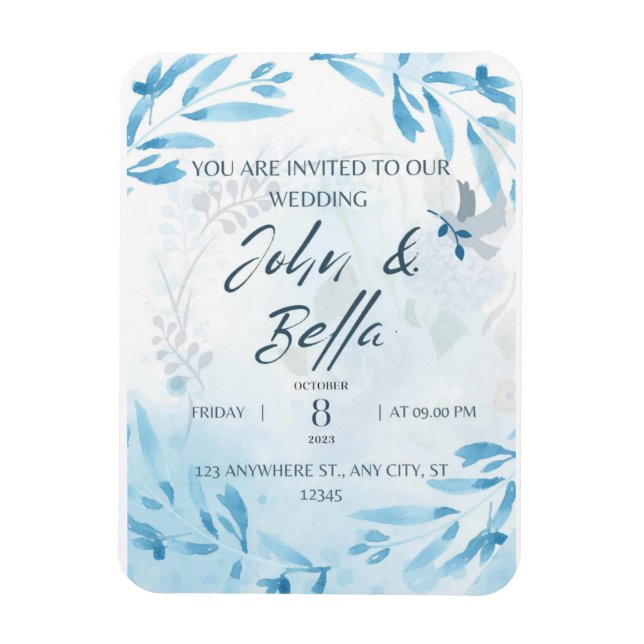 Imán Boda floral guardar la invitación de fecha (Vertical)