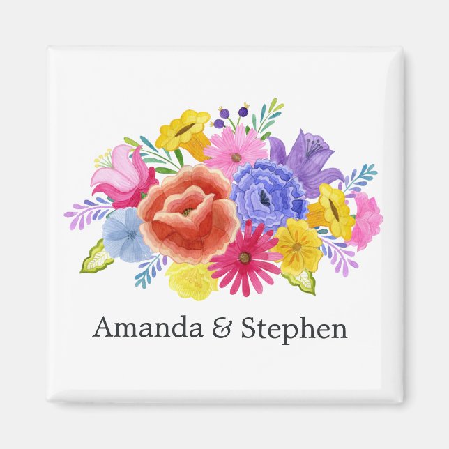 Imán Boda Floral Mexicana Fiesta (Frente)