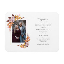 Imán Boda floral otoño Foliage Script Foto