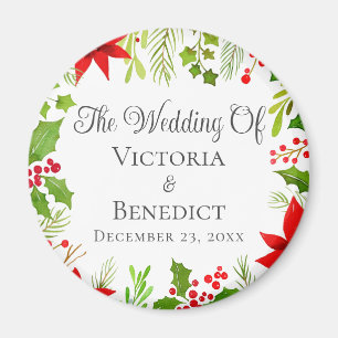 Imán Boda Floral Personalizada Navideña Festiva