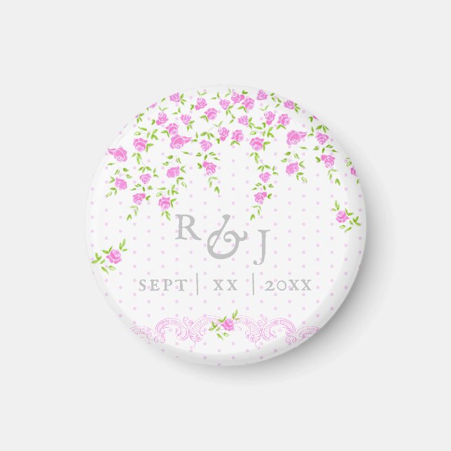 Imán Boda floral rosa brillante romántico (Frente)