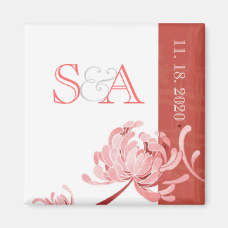 Imán Boda floral rosada Monotone Guardar la fecha