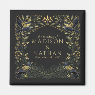 Imán Boda floral verde con sabor gótico