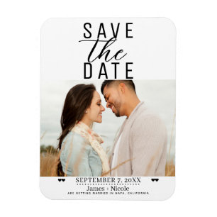 Imán Boda Foto Blanca Moderna Save the Date