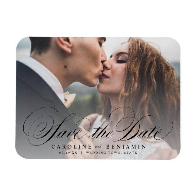 Imán Boda fotográfica clásica que salva la fecha m (Horizontal)