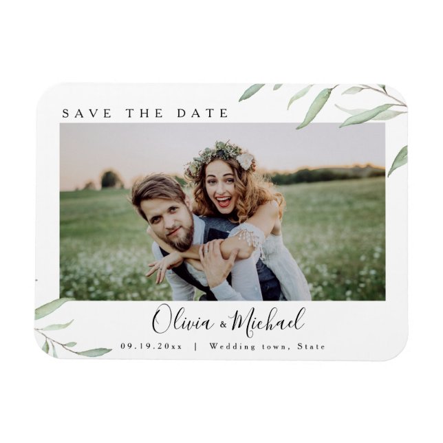 Imán Boda fotográfica mínima de vegetación ahorra la fe (Horizontal)
