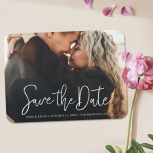 Imán Boda fotográfica personalizado Guardar la fecha