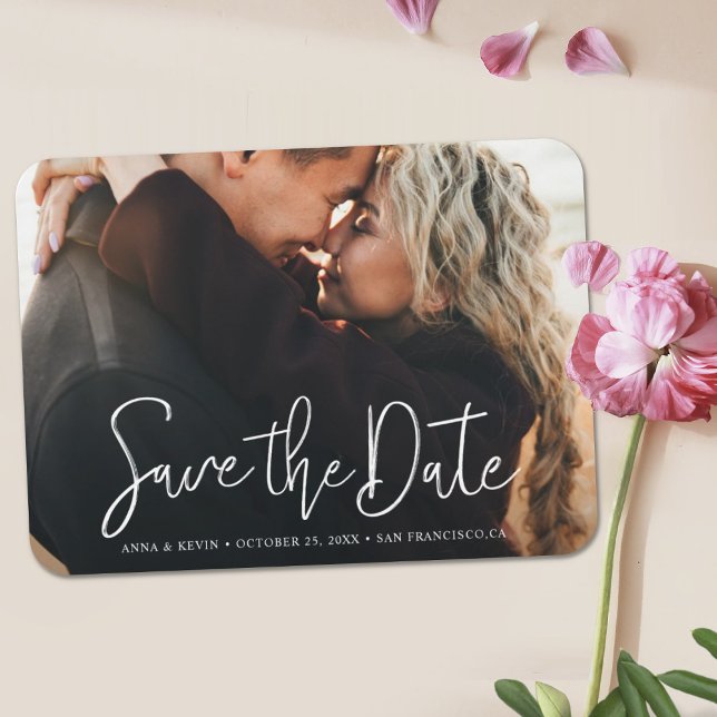Imán Boda fotográfica personalizado Guardar la fecha (Subido por el creador)