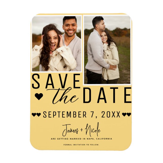 Imán Boda fotográfico de Sunflower Yellow Save the Date (Vertical)