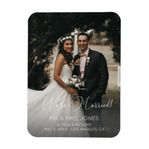 Imán Boda fotográfico elegante de tipografía vertical 3