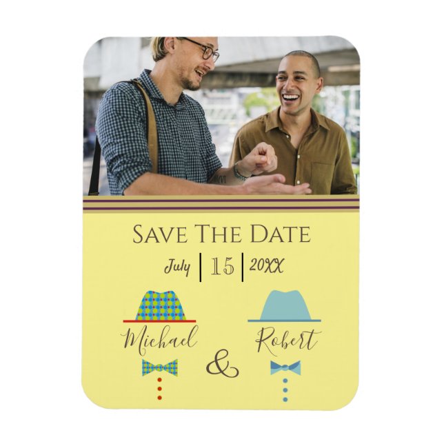 Imán Boda Gay Guardar La Invitación De Fecha (Vertical)