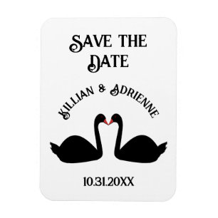 Imán Boda Gótica Besándose Cisnes Negros Personalizado