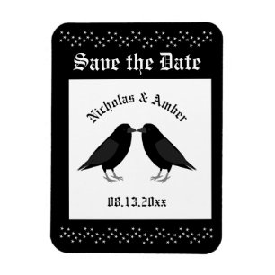 Imán Boda Gótica Cuervos Besándose Personalizado