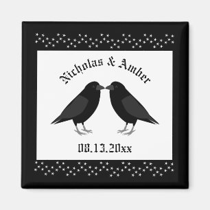 Imán Boda gótico Kissing Ravens Personalizado