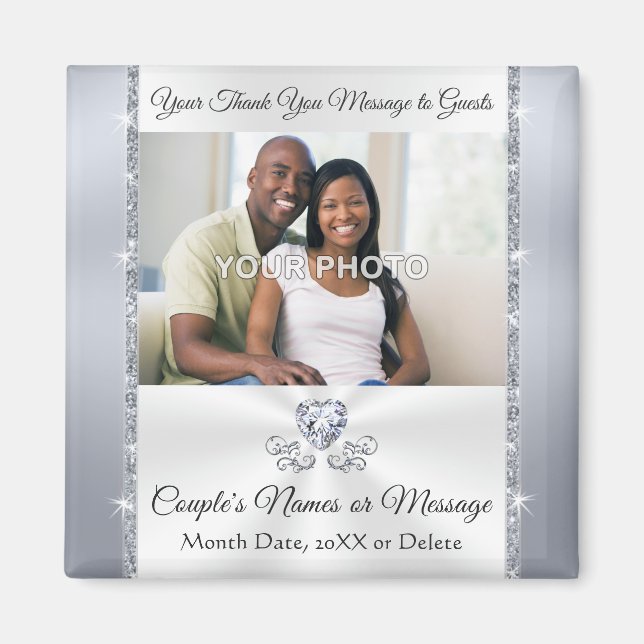 Imán Boda Gracias Favor, FOTO, Personalizado (Frente)