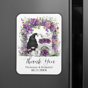 Imán Boda Gracias Gnome Purple Floral