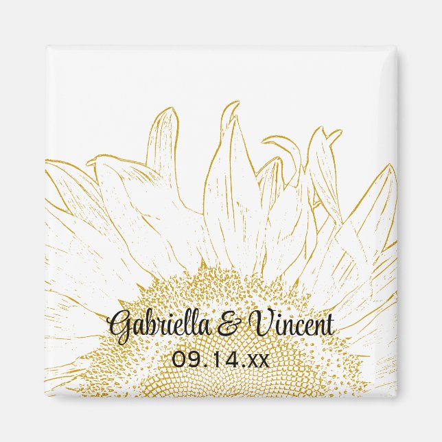 Imán Boda gráfico de girasol amarillo (Frente)