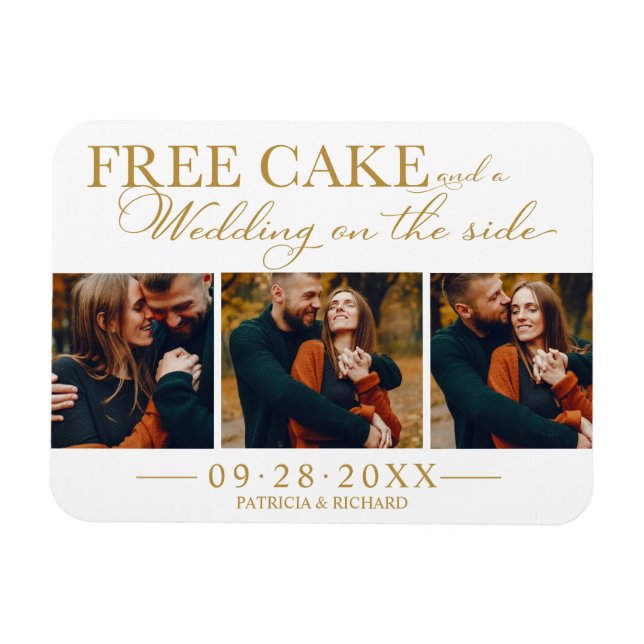 Imán Boda Gratuita De Pasteles, Salven La Foto De Fecha (Horizontal)
