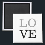Imán Boda Gray Black Script Love<br><div class="desc">Puede cambiar fácilmente las fuentes y los colores. También puede agregar su logotipo y la imagen de fondo como desee.</div>