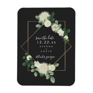 Imán Boda Gris Botánica Floral Blanca Salva La Fecha