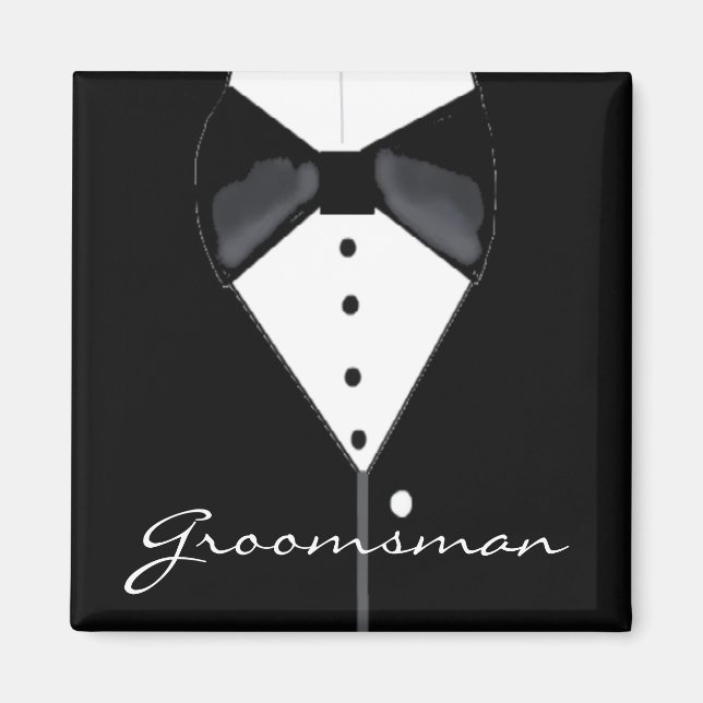 Imán Boda Groomsman Tuxedo (Frente)