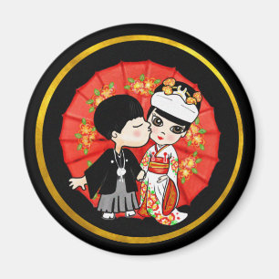Imán Boda japonés Novia Groom - Personalizado educado K