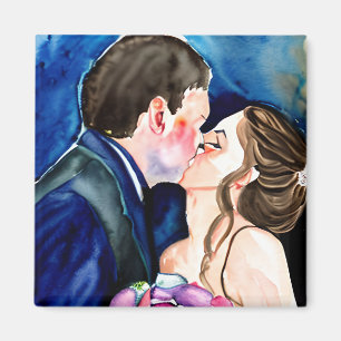 Imán Boda Kiss Watercolor Art