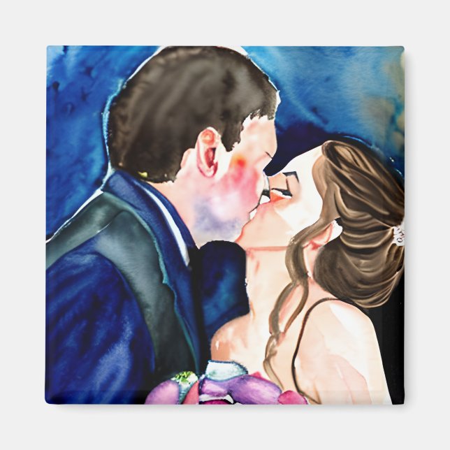Imán Boda Kiss Watercolor Art (Frente)