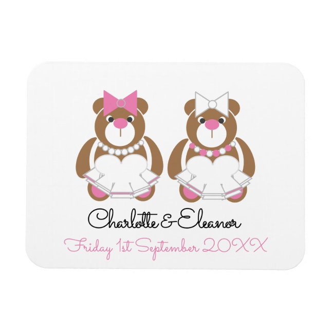 Imán Boda lesbiana Teddy Bear Bries regalo o favor (Horizontal)