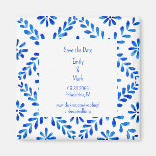 Imán Boda Mediterráneo Azul Save the Date