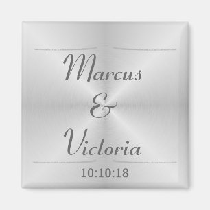 Imán Boda Metalizado cepillado moderno