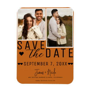 Imán Boda moderna con naranja y especias Save the Date 