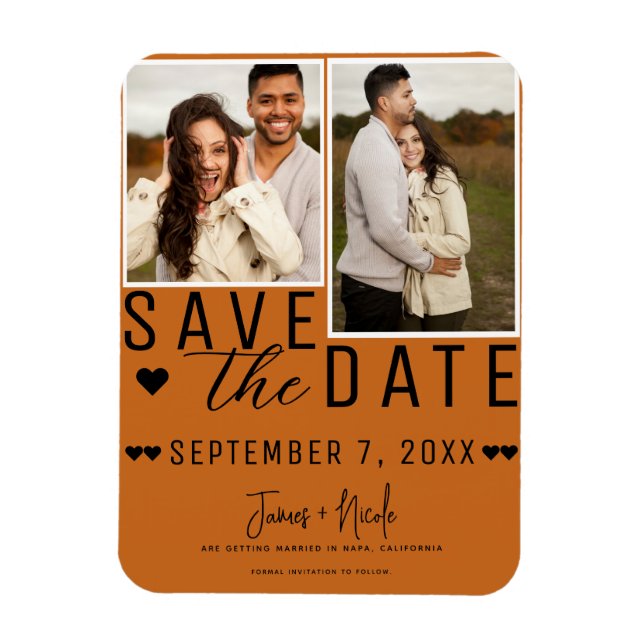 Imán Boda moderna con naranja y especias Save the Date  (Vertical)