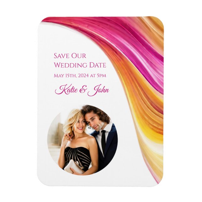 Imán Boda moderno - Naranja rosado amarillo - (Vertical)