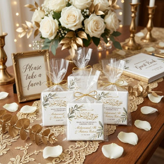Imán Boda Musulmana Elegancia Hojas de Oro